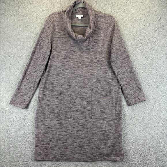 J Jill Pure Jill Dress Medium Lagenlook Minimalist Career Cowl Neck Knit Pockets - Picture 1 of 9